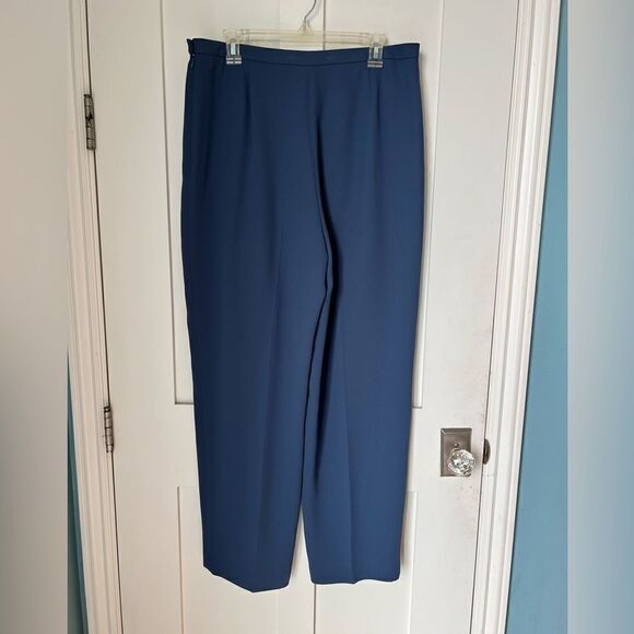 Casual Corner Annex Blue Straight Leg High Rise Lined Side Zip Pants Trousers 16 - Picture 7 of 10